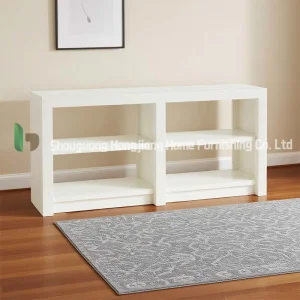 White Simple and Stylish Low Bookcase for Living Room, Bedroom and Office