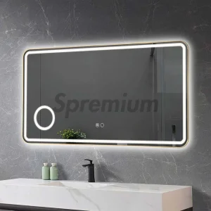 ETL CE Home Decoration Rectangle Shape Fogless Glass Styling Mirror Hotel Dressing Furniture Framed Smart LED Mirror Bathroom Wall Mirrors with Light