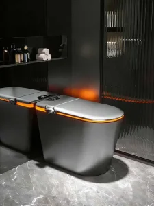 New Design Style Luxury Visible LED Light Metal Gray Floor Standing Bowl Ceramic Smart Toilets