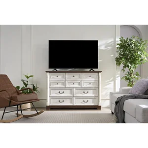 Rustic Wooden 10-Drawer Dresser Chest for Bedroom &amp; Living Room Base Riser Trim Storage Chest Drawers