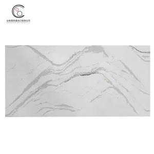 Shandong Calacatta Gold Veined Quartz Stone Slab for Kitchen Countertop