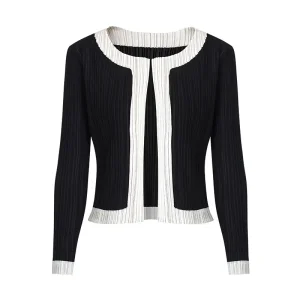 Famous Elegant Pleated Contrast Trim Cardigan Jacket Manufacturers, Suppliers