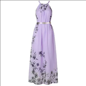 Vestido de playa de chifón con estampado de Halter