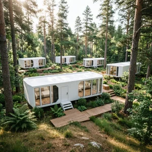 Modular Capsule Prefab Hospitality Structure for Resort Developers Focusing on Transport Savings and Rapid Assembly