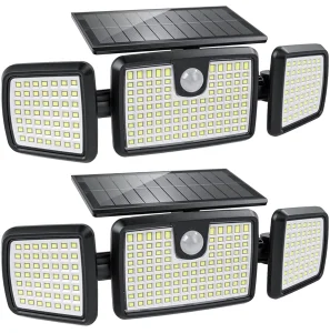 3 Adjustable Heads IP68 Waterproof Solar Lights Outdoor LED High Brightness Cordless Solar Motion Sensor Lights