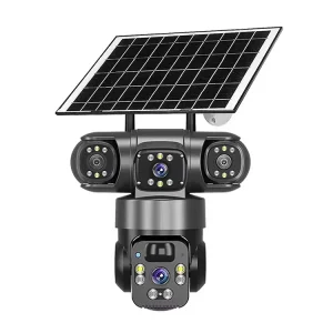 4G Wireless Solar Powered PTZ Surveillance Camera with Wide Angle Cloud Storage 4G Card Solar CCTV for Outdoor Security