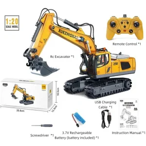 AiJH 1:20 RC Excavator Toys Bulldozer Engineering Rremote Control Construction Vehicle Alloy Excavator RC Truck Toys