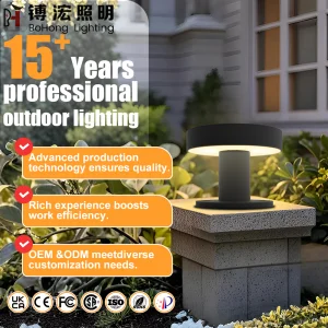 Outdoor Gate Lights Mount Led Column Modern Courtyard Solar Garden Lights Solar Pillar Headlights Lamp