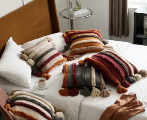 Nordic Cozy Outdoor Knitted Tassels Decorative Throw Pillow