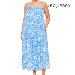 Holiday Beach Wear Floral Maxi Dress with Pockets USA Size Custom Print Sleeveless Long Dress
