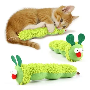 Qbellpet Wholesale Pet Cat Chew Toy Caterpillar Shaped Plush Toy Contains Catnip Self Pleasure Boredom Relief Interactive Play