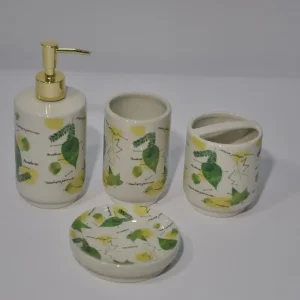 Custom Spring series green leaf decal bathroom four piece set Company, Product