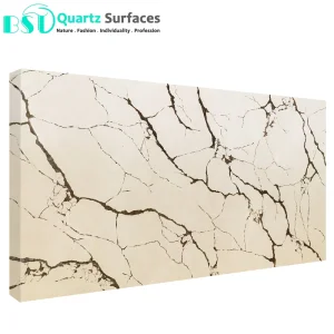 Prefab Calacatta Artificial Quartz Stone Kitchen Countertop with Bullnose Edging