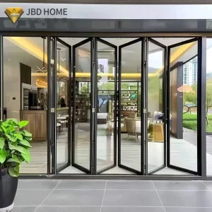 Porta de Aço Dobrável de Alumínio Personalizada com Vidro para Pátio Interno