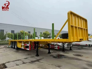 Yellow Flatbed Semi-Trailer for Logging Operations 3-Axle Heavy Duty Build
