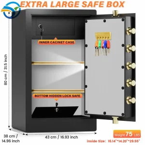 Unbeatable Three Way Lock Luxury Home Safe with Advanced Anti Theft Protection
