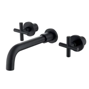 Factory Price OEM Customized Double Cross Handle Matt Black Bathroom Faucet for Waterfall Wash Basin /Sink//Shower/Kitchen/Bathroom Accessories by Innada