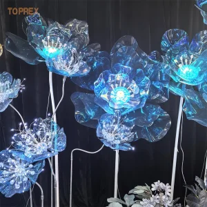 Toprex Large Romantic Stunning Dreamy Blue Floral Art Light Wedding Centerpiece Decoration LED Lighting