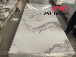 Eco Friendly Easy Clean Anti Scratch Stone Plastic Composite Board Marble Sheet for Office Meeting Room Accent Wall