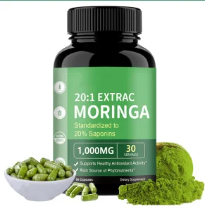 Private Label Pure Moringa Leaf Extract Organic Capsules Digestive Health Energy Management Antioxidant Adult Herbal Supplement