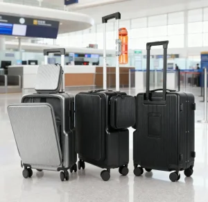 20-Inch Cabin Approved Smart Fingerprint Lock Integrated Electronic Weight Scale Handle Magnetic Detachable Side Pack Removable Wheels Compact Carry on