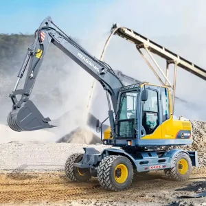 Comfortable Cabin 9 Ton Wheeled Excavator Long Reach Hydraulic Diesel Engine Quick Coupler Mini Excavator