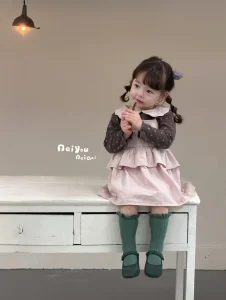 Vestido Casual para Meninas com Camiseta e Saia
