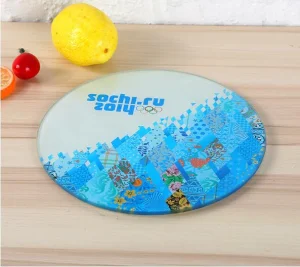 Digital Print Glass with Lead-Free Imported Ink /Round Shape Glass Cutting Board Best Price