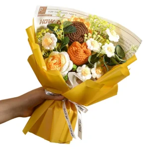 Elegant Handmade Artificial Knitted Flowers Valentine's and Mother's Day Gifts Crochet Flower Bouquet