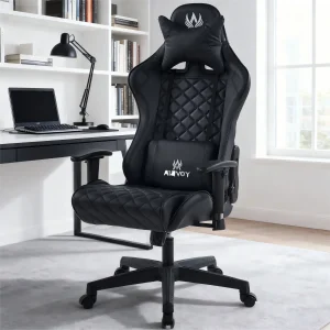 Modern Ergonomic Adjustable High-Back E-Sports Computer Gaming Chair with Lumbar &amp; Headrest-Black/Red for Home Office Gamer Swivel Chair Furniture