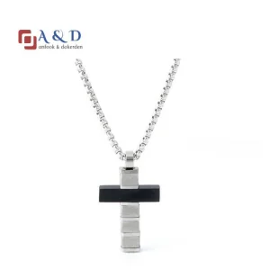 Stainless Steel Black Cross Pendant for Men