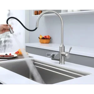 European Style Pull-out Hot and Cold Kitchen Splash-Proof Faucets Come with a Built-in Cup Washer