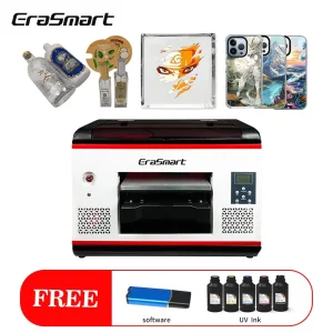 Erasmart Flatbed UV Printer A3 UV Phone Case Printer for Various Materials Flat Curved Surface