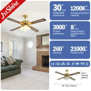 1stshine Ceiling Fan Traditional MDF Blades