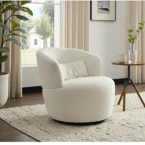 Swivel Accent Chair Faux Lambswool