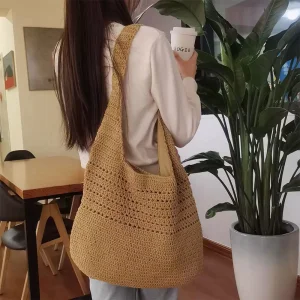 Cotton Shoulder Bag Ladies Crossbody Strap Large Capacity Summer 2025 Luxury Vintage-Inspired Chic Tote Bag for Women