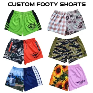 Custom Wholesale High Quality Adult Kid Polyester Spandex Quick Dry Australia Country Farm Hunting Fishing Outdoor Zipper Zip Pocket Rugby Football Footy Shorts