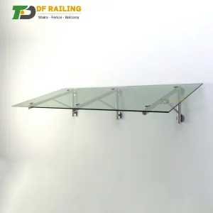 DF Tempered Glass Canopy 1000mm 1200 1500mm Decorative Curved Rain Shelter