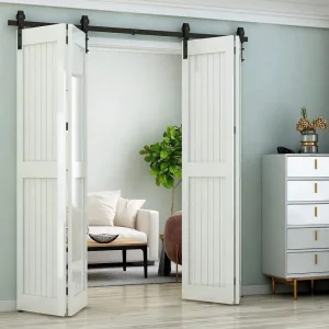 Modern Solid Wood Sliding Interior Soundproof Door Black Barn Doors with Frame