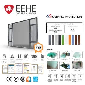 Eehe Durable Double Leaf Casement Window with Project Hopper Insulated