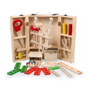 Pretend Play Carpenter Wooden Kids Toy Tool Set