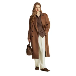 Elegant Double Breasted Wool Blend Women Coat Custom Factory for Winter Wear