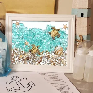 Hot Sale Shell Mosaic Glass Painting Kit Diy Handmade Arts and Crafts Decorative Frame Diy Resin Art Painting Kit Wooden Frame