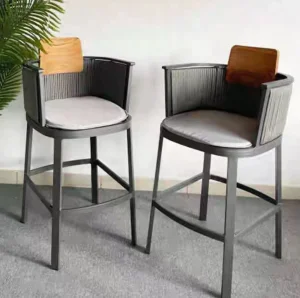 Silla de bar moderna nórdica de madera de teca, diseño moderno para restaurante, taburete de hotel y pub