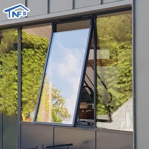 European Standard Luxury Style Aluminum Awning Windows Modern Swing Top Hung Bathroom Double-Glazed Soundproof Glass Window