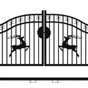 Hsj 24 Foot/20FT Wide Entry Black Metal Wrought Iron Steel Dual Automatic Sliding Swing Simple Driveway Gate Design