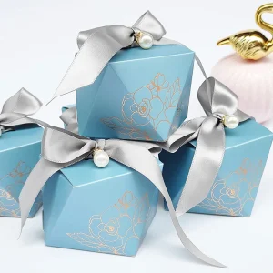 Caixa de embalagem de papel presente personalizada com fita para doces, chocolates, nozes, frutas e brinquedos
