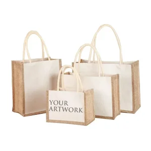 DICDE Wholesale Natural Burlap Drawstring Pouch Custom Printed Gift Bag