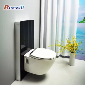 Modern Sanitary Ware Wall Hung Toilet Glass Cistern Dual Flush Toilet Tank