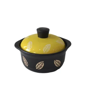 jiashun Black & Yellow Contrast Leaf Pattern Ceramic Casserole Supplier, Exporter